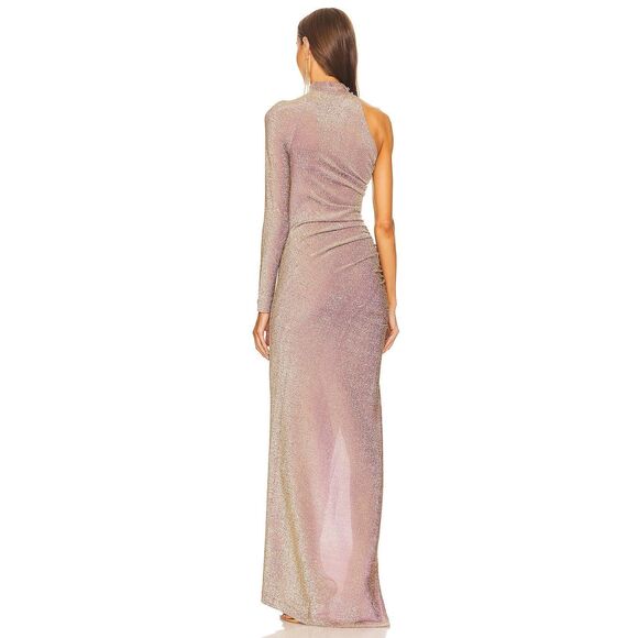 NWT Kim Shui One Sleeve Glitter Gown in Gold Size M $315 - Picture 4 of 13
